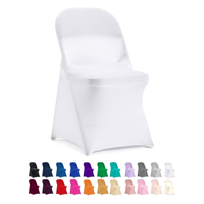 Peomeise Stretch Spandex Folding Chair Cover for Wedding Party Dining Banquet Event (White,12pcs) - Image 1